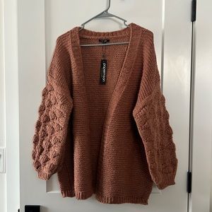 Papermoon Perfect Pom Pom Cardigan in Burnt Orange🆕